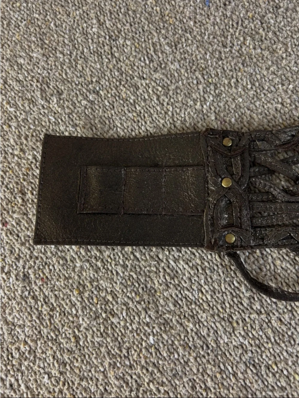 Boho hippie steampunk HIPSTIRR Lulu leather, laced dress belt, brass hook sz sm